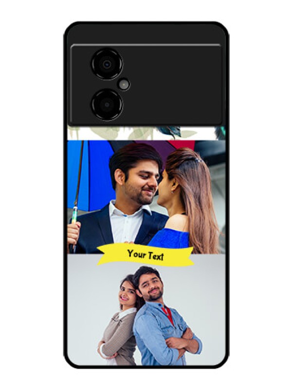 Custom Poco M4 5G Personalized Glass Phone Case - Image with Boho Peacock Feather Design