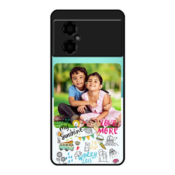Poco M4 5G Photo Printing on Glass Case - Doodle love Design