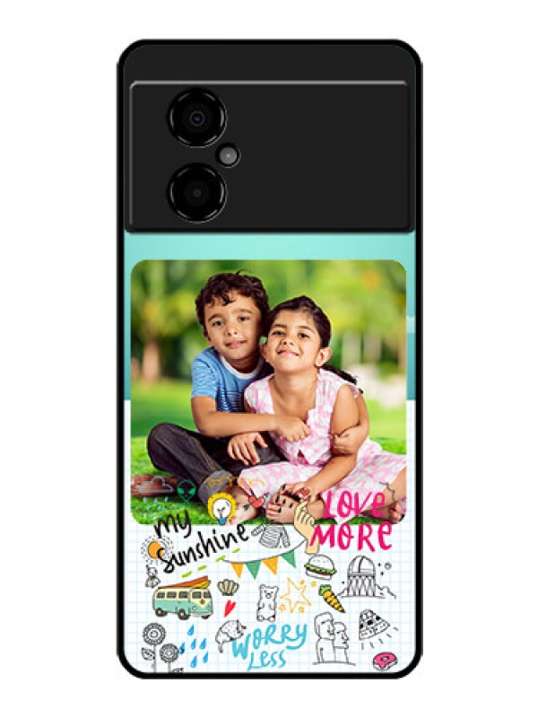 Custom Poco M4 5G Photo Printing on Glass Case - Doodle love Design