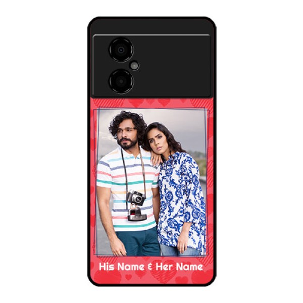 Poco M4 5G Photo Printing on Glass Case - with Red Heart Symbols Design Poco M4 5G Photo Printing on Glass Case - with Red Heart Symbols Design