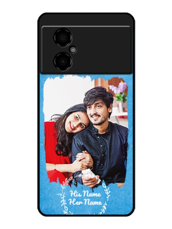 Custom Poco M4 5G Custom Glass Phone Case - Blue Color Vintage Design