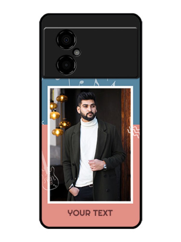 Custom Poco M4 5G Photo Printing on Glass Case - with Color Musical Note Design