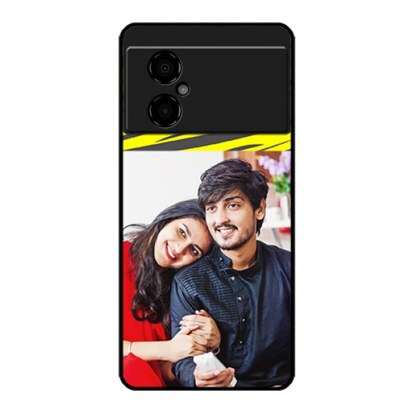 Poco M4 5G Photo Printing on Glass Case - Yellow Abstract Design
