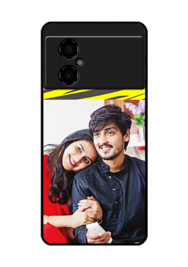 Poco M4 5G Photo Printing on Glass Case - Yellow Abstract Design