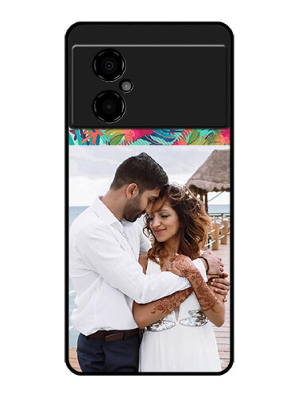 Custom Poco M4 5G Photo Printing on Glass Case - Watercolor Floral Design