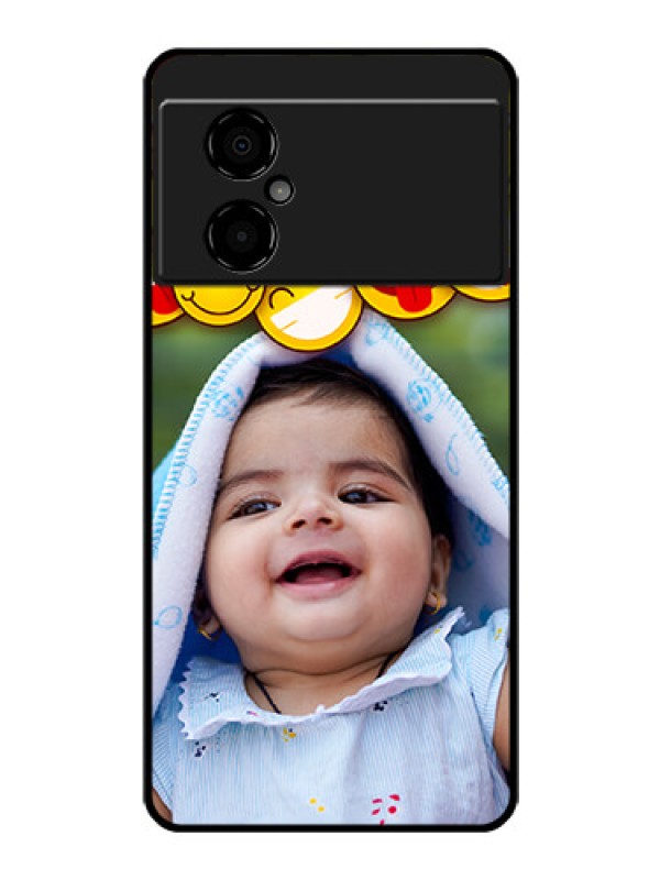 Custom Poco M4 5G Custom Glass Mobile Case - with Smiley Emoji Design