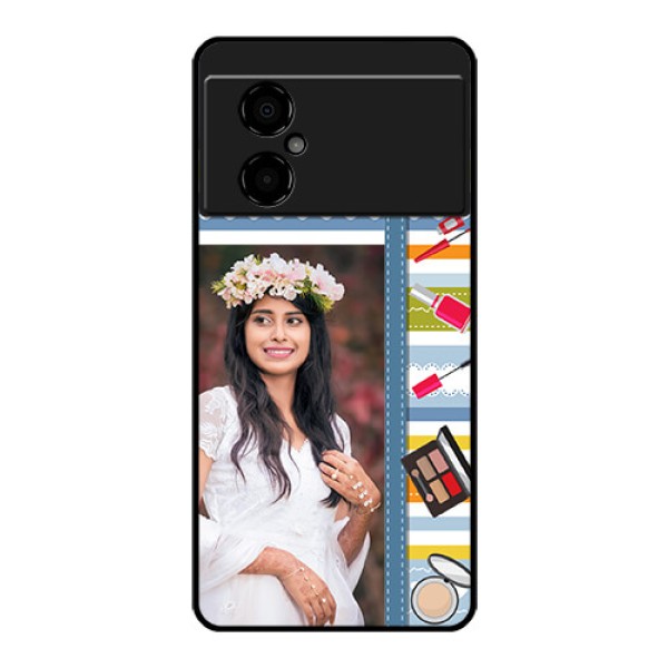 Poco M4 5G Personalized Glass Phone Case - Makeup Icons Design