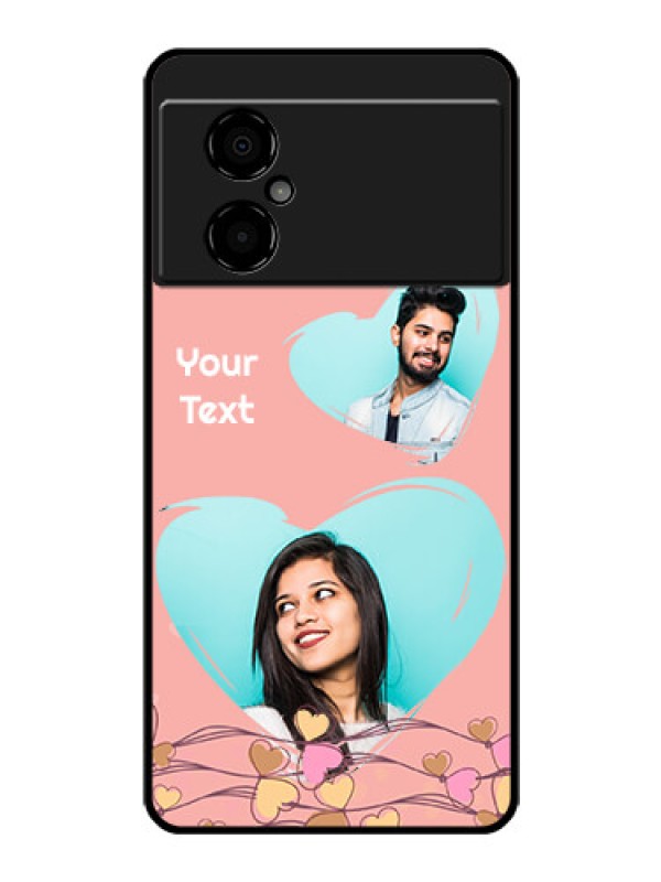 Custom Poco M4 5G Custom Glass Mobile Case - Love Doodle Design