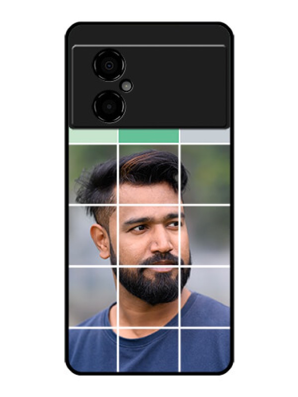 Custom Poco M4 5G Photo Printing on Glass Case - with white box pattern