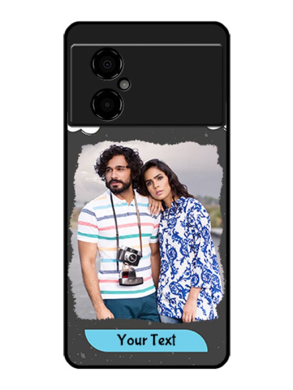 Custom Poco M4 5G Custom Glass Phone Case - Splashes with love doodles Design