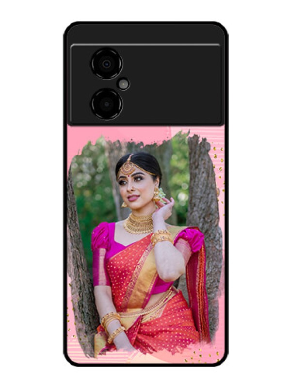 Custom Poco M4 5G Personalized Glass Phone Case - Gold Glitter Splash Design