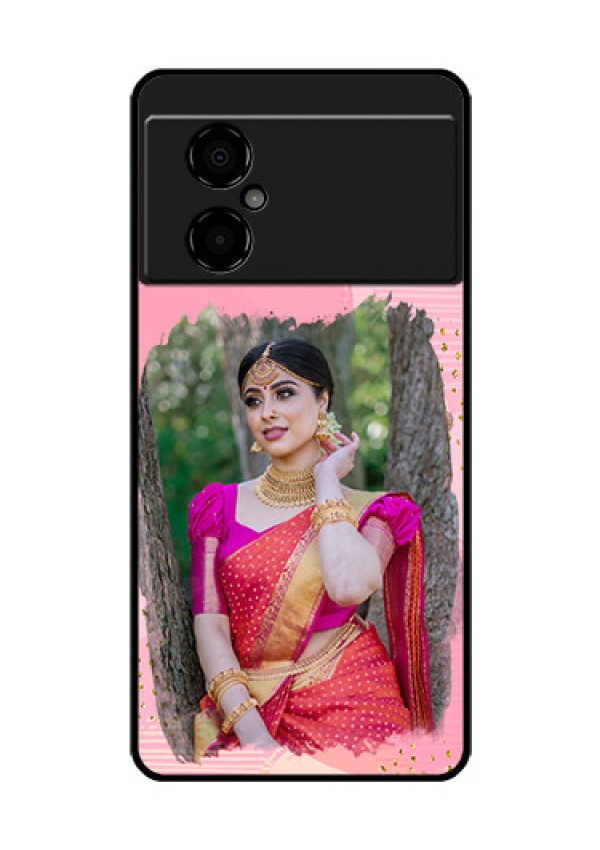 Poco M4 5G Personalized Glass Phone Case - Gold Glitter Splash Design