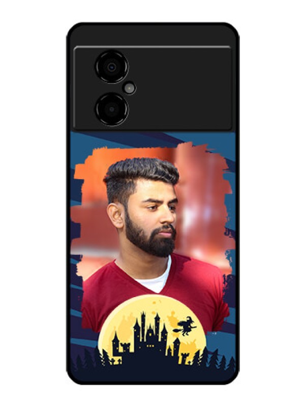 Custom Poco M4 5G Photo Printing on Glass Case - Halloween Witch Design