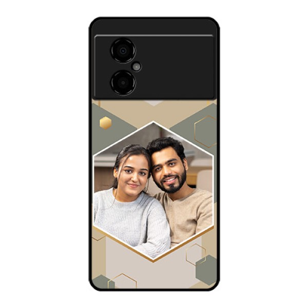 Poco M4 5G Photo Printing on Glass Case - Stylish Hexagon Pattern Design Poco M4 5G Photo Printing on Glass Case - Stylish Hexagon Pattern Design