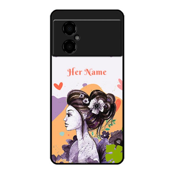 Poco M4 5G Personalized Glass Phone Case - Woman And Nature Design