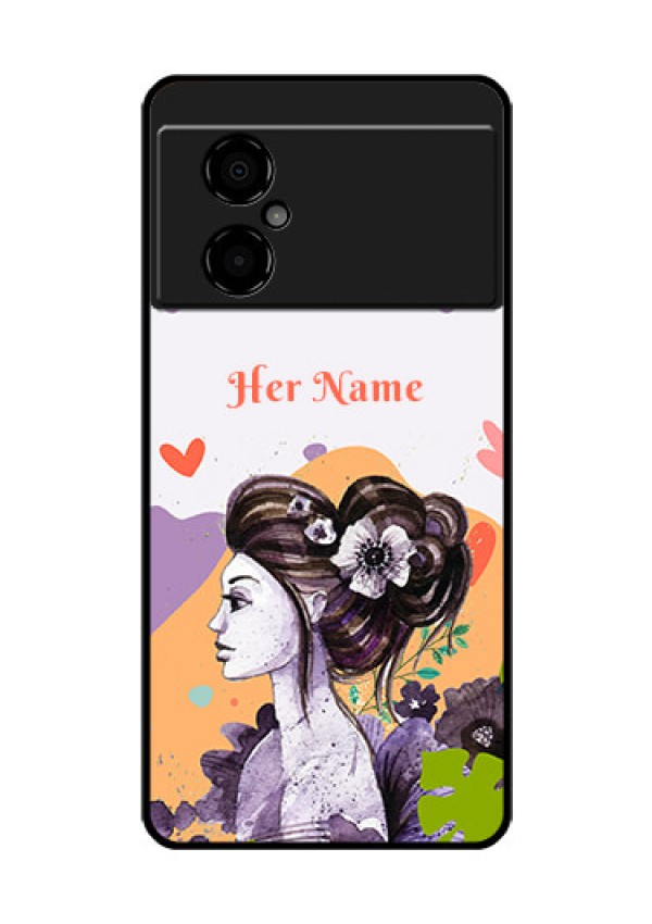 Poco M4 5G Personalized Glass Phone Case - Woman And Nature Design