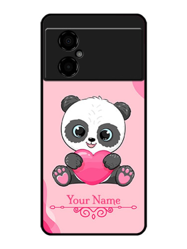 Custom Poco M4 5G Custom Glass Mobile Case - Cute Panda Design