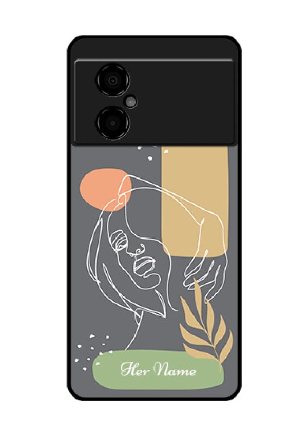 Poco M4 5G Custom Glass Phone Case - Gazing Woman line art Design