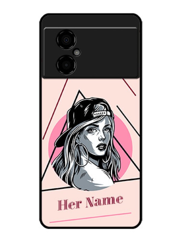 Custom Poco M4 5G Personalized Glass Phone Case - Rockstar Girl Design