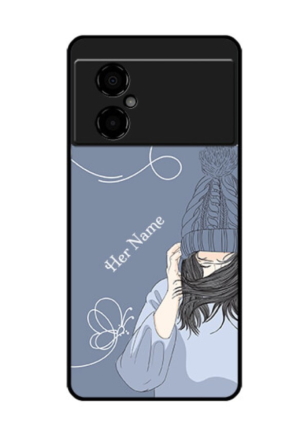 Poco M4 5G Custom Glass Mobile Case - Girl in winter outfit Design