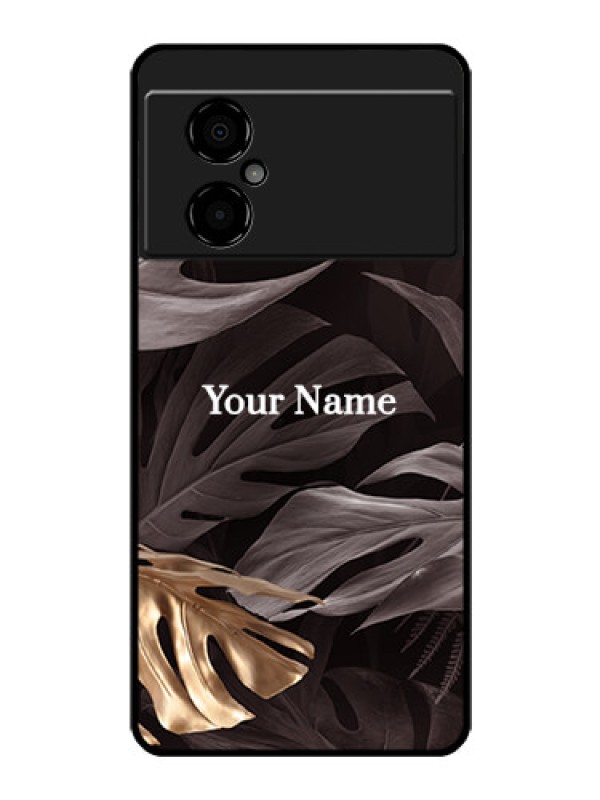 Custom Poco M4 5G Personalised Glass Phone Case - Wild Leaves digital paint Design