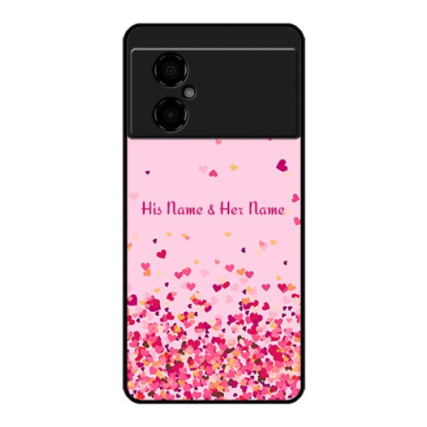 Poco M4 5G Photo Printing on Glass Case - Floating Hearts Design