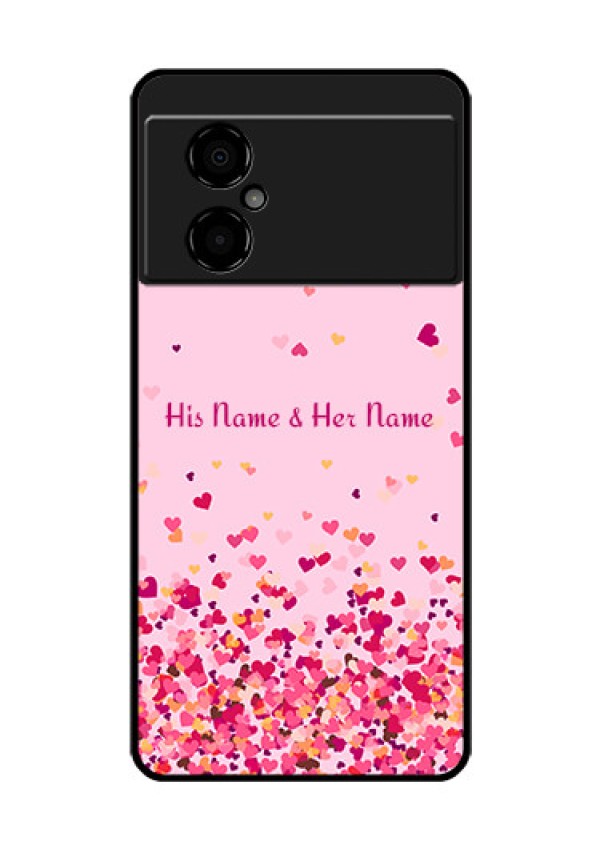 Poco M4 5G Photo Printing on Glass Case - Floating Hearts Design