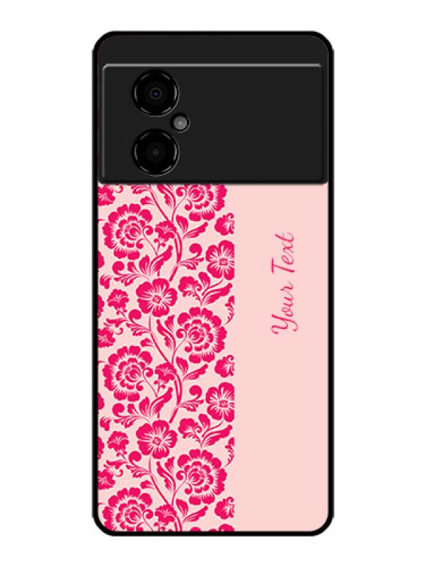 Custom Poco M4 5G Custom Glass Phone Case - Attractive Floral Pattern Design