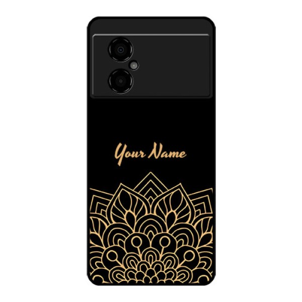Poco M4 5G Custom Glass Phone Case - Golden mandala Design