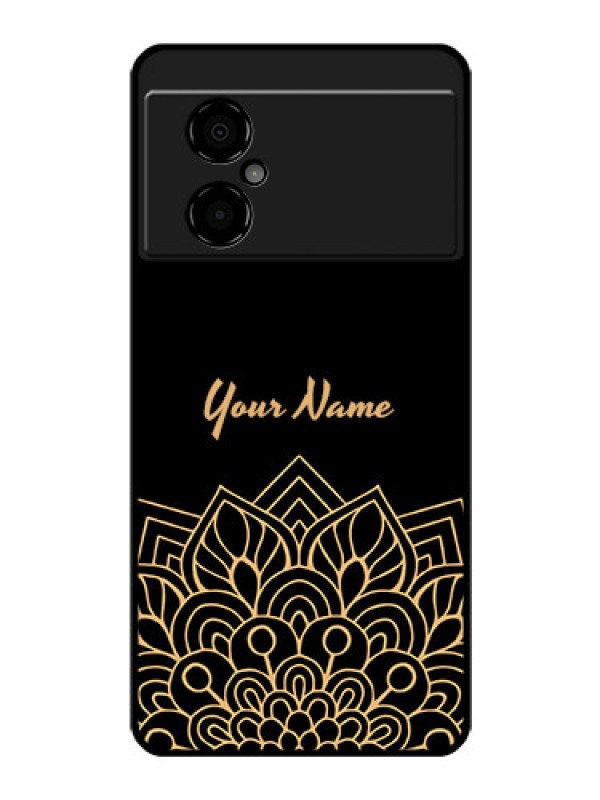 Custom Poco M4 5G Custom Glass Phone Case - Golden mandala Design