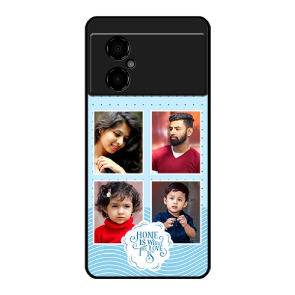 Poco M4 5G Custom Glass Phone Case - Cute love quote with 4 pic upload Design Poco M4 5G Custom Glass Phone Case - Cute love quote with 4 pic upload Design