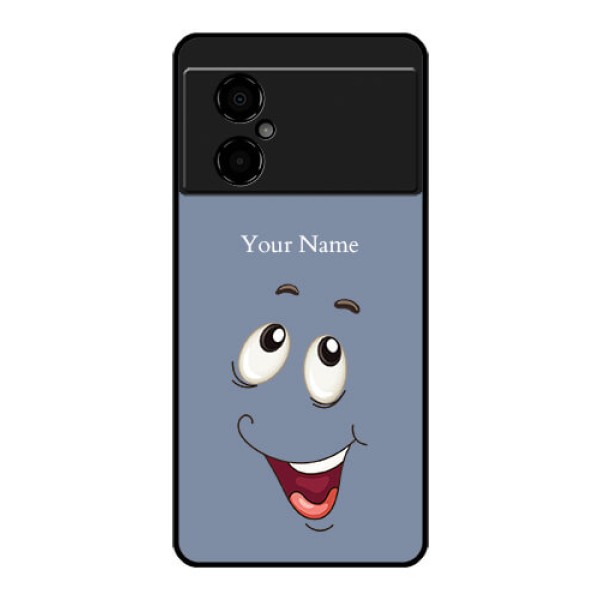 Poco M4 5G Photo Printing on Glass Case - Laughing Cartoon Face Design