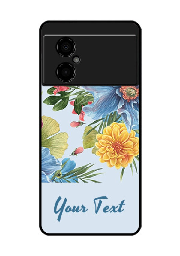 Poco M4 5G Custom Glass Mobile Case - Stunning Watercolored Flowers Painting Design