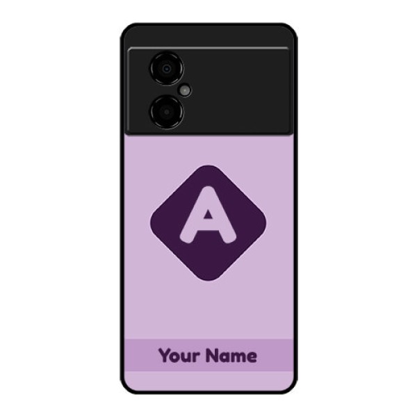 Poco M4 5G Custom Glass Mobile Case - Custom Letter in curved badge Design