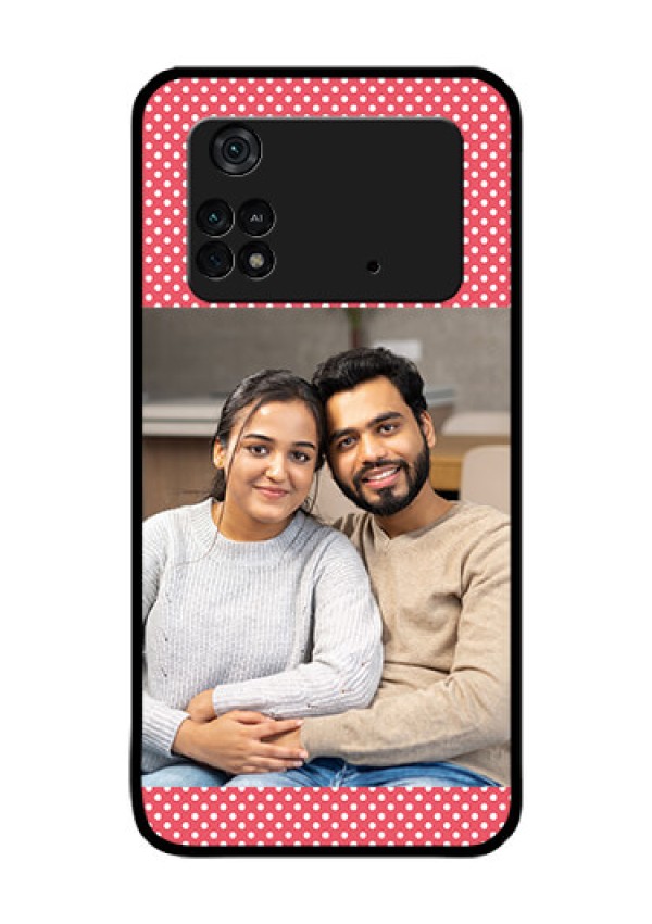 Poco M4 Pro 4G Custom Glass Phone Case - White Dotted Design