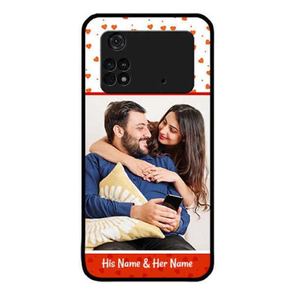 Poco M4 Pro 4G Custom Glass Phone Case - Orange Love Symbol Design