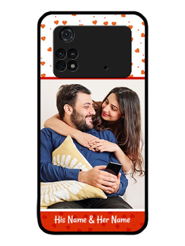 Custom Poco M4 Pro 4G Custom Glass Phone Case - Orange Love Symbol Design