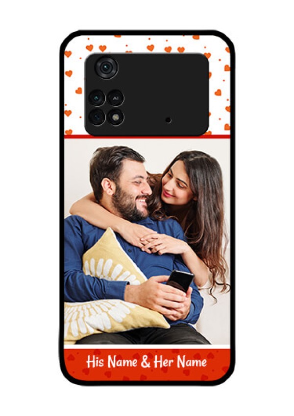 Poco M4 Pro 4G Custom Glass Phone Case - Orange Love Symbol Design