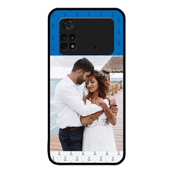 Poco M4 Pro 4G Photo Printing on Glass Case - Blue Anchors Design