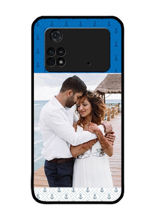 Poco M4 Pro 4G Photo Printing on Glass Case - Blue Anchors Design