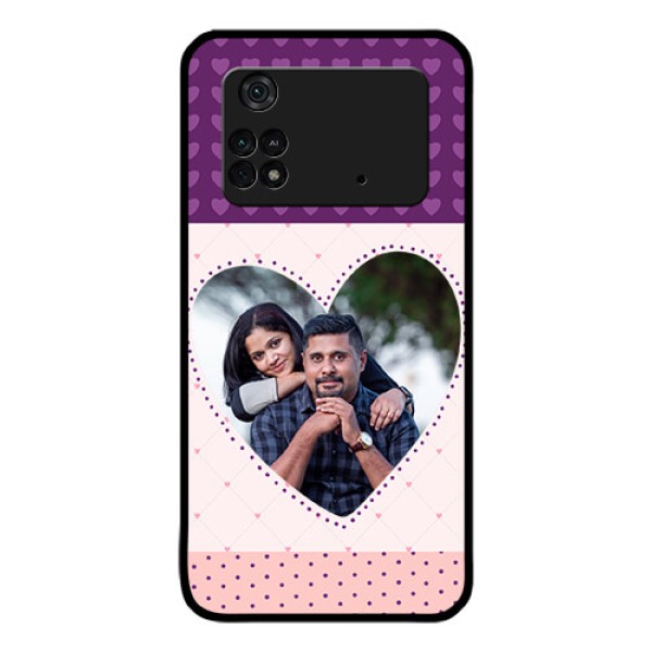 Poco M4 Pro 4G Custom Glass Phone Case - Violet Love Dots Design