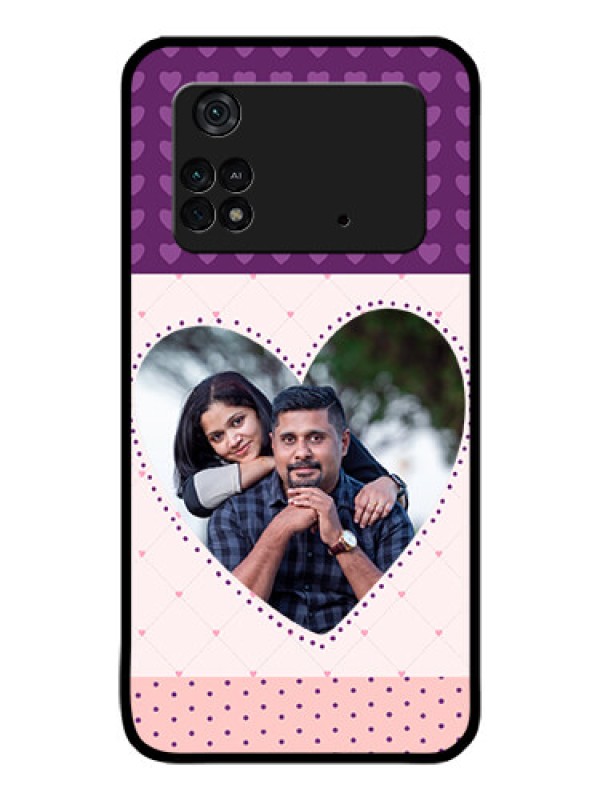 Custom Poco M4 Pro 4G Custom Glass Phone Case - Violet Love Dots Design