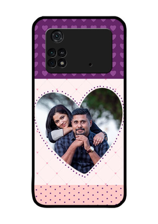 Poco M4 Pro 4G Custom Glass Phone Case - Violet Love Dots Design