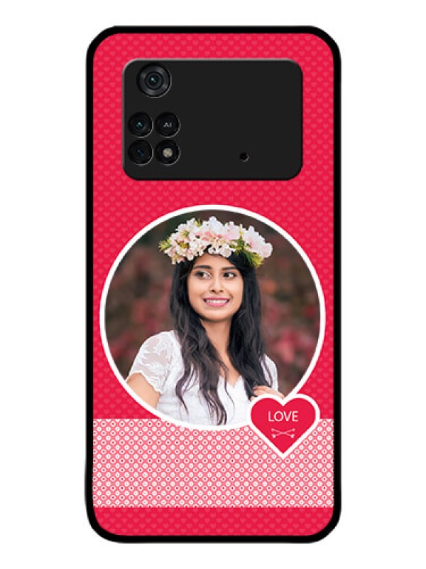 Custom Poco M4 Pro 4G Personalised Glass Phone Case - Pink Pattern Design
