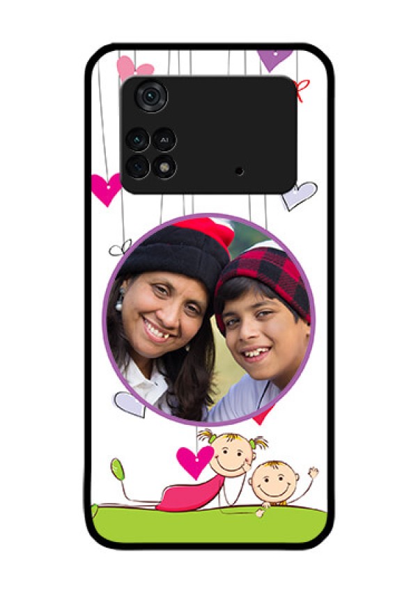 Poco M4 Pro 4G Photo Printing on Glass Case - Cute Kids Phone Case Design