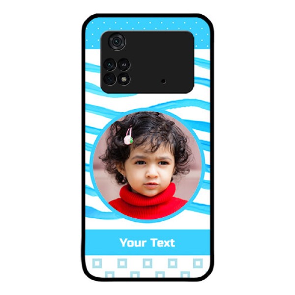 Poco M4 Pro 4G Custom Glass Phone Case - Simple Blue Case Design