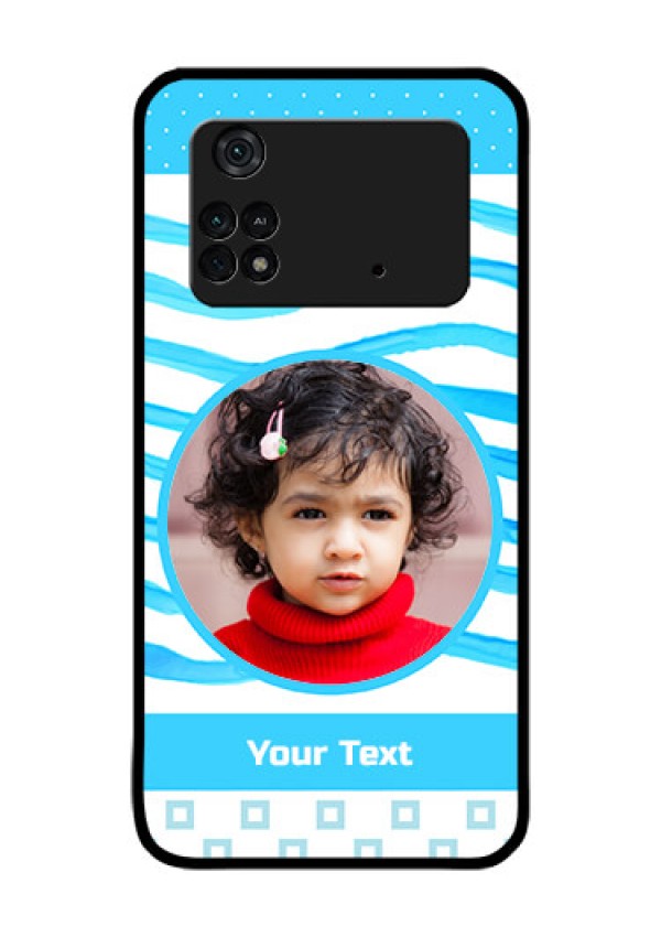 Poco M4 Pro 4G Custom Glass Phone Case - Simple Blue Case Design