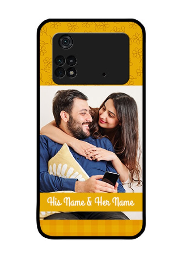Poco M4 Pro 4G Custom Glass Mobile Case - Yellow Floral Design