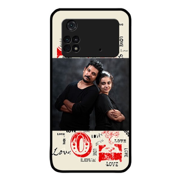 Poco M4 Pro 4G Photo Printing on Glass Case - Trendy Love Design Case