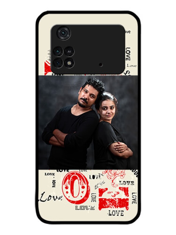 Custom Poco M4 Pro 4G Photo Printing on Glass Case - Trendy Love Design Case
